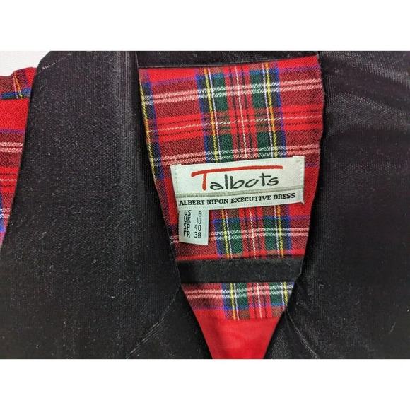80s Talbots 8 ALBERT NIPON EXECUTIVE DRESS Double Breast Button Plaid Old Money - Picture 12 of 13